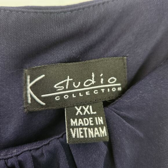 K Studio Collection Women's Color block Navy Peach Maxi Dress XXL - Picture 8 of 8